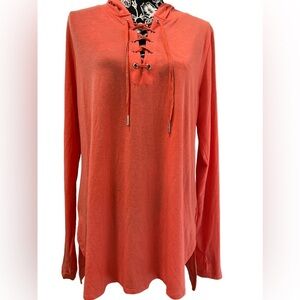 Nanette Lepore Coral Hooded Long Sleeve Shirt Tunic Dress